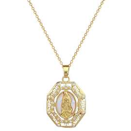 【钛钢】珍珠贝壳人像轻奢气质华丽满钻项链女百搭锁骨链钛钢链