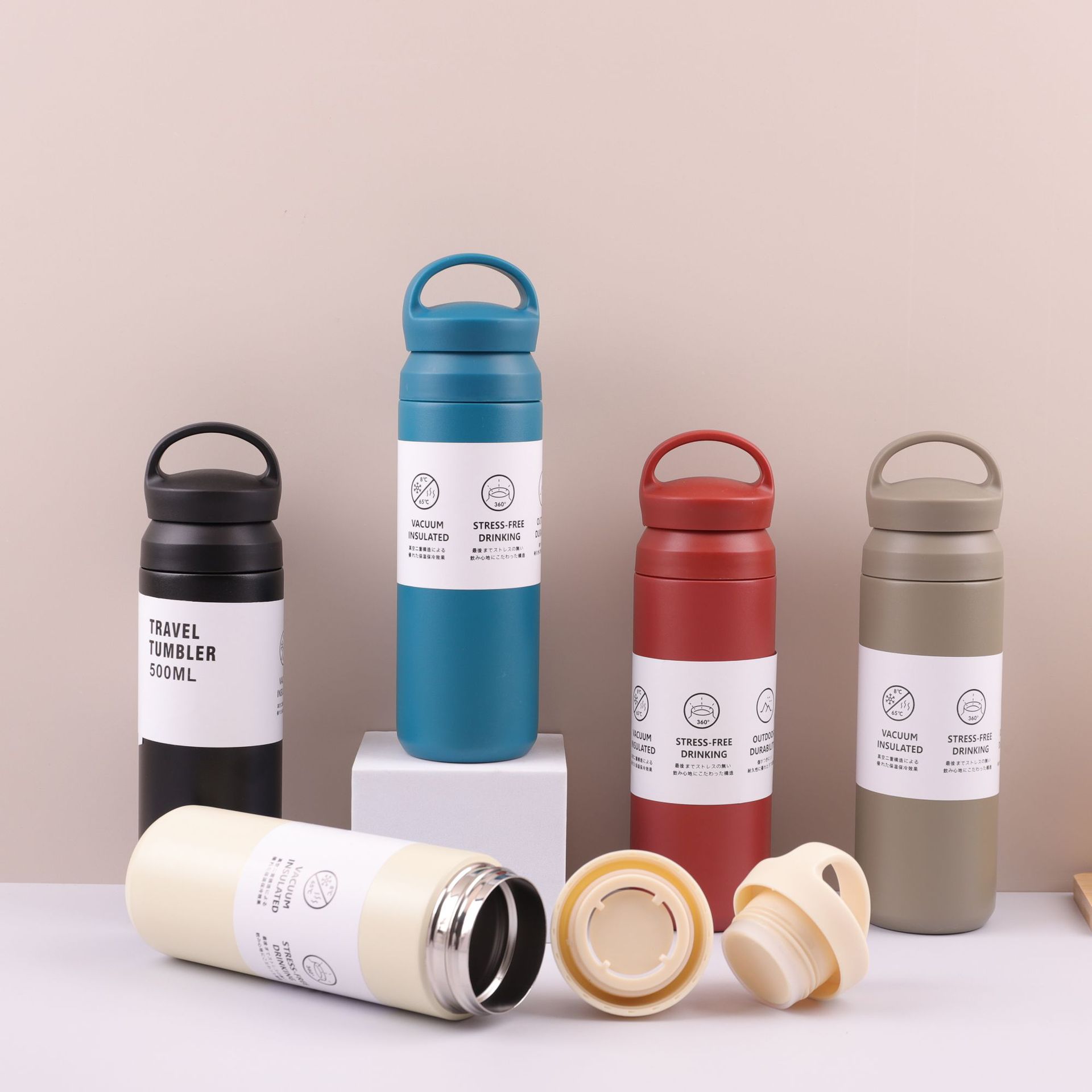 Taza creativa de acero inoxidable 304 con mango aislado portátil para café y agua Amazon