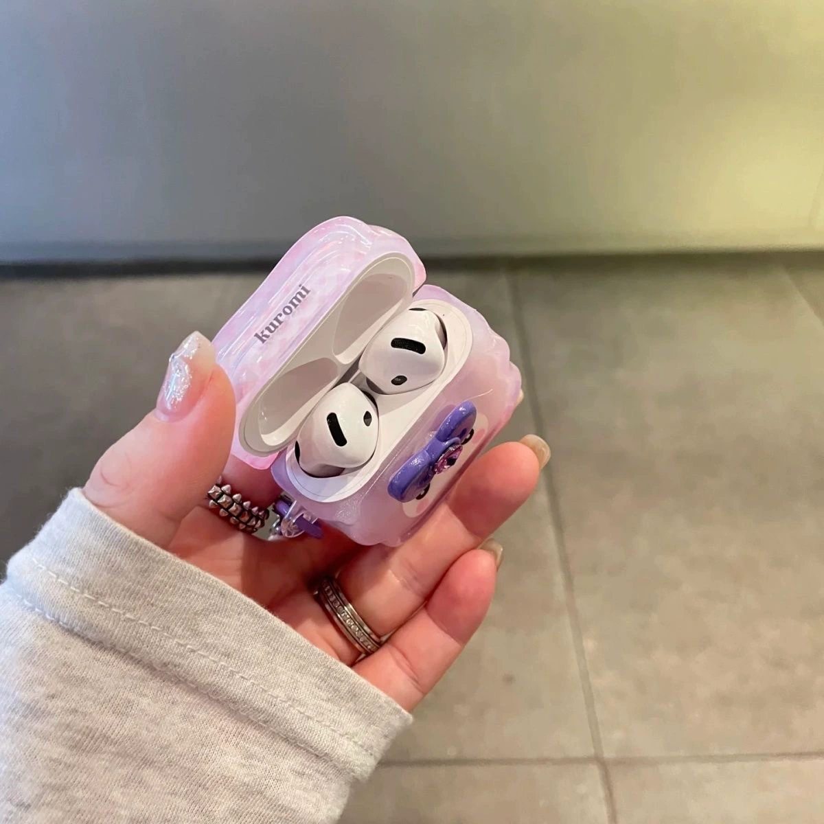 Фиолетовая трехмерная лента Kulomi подходит для защиты AirPods4 защитный чехол case для AirPods Pro2 наушники чехол 3 поколения Five