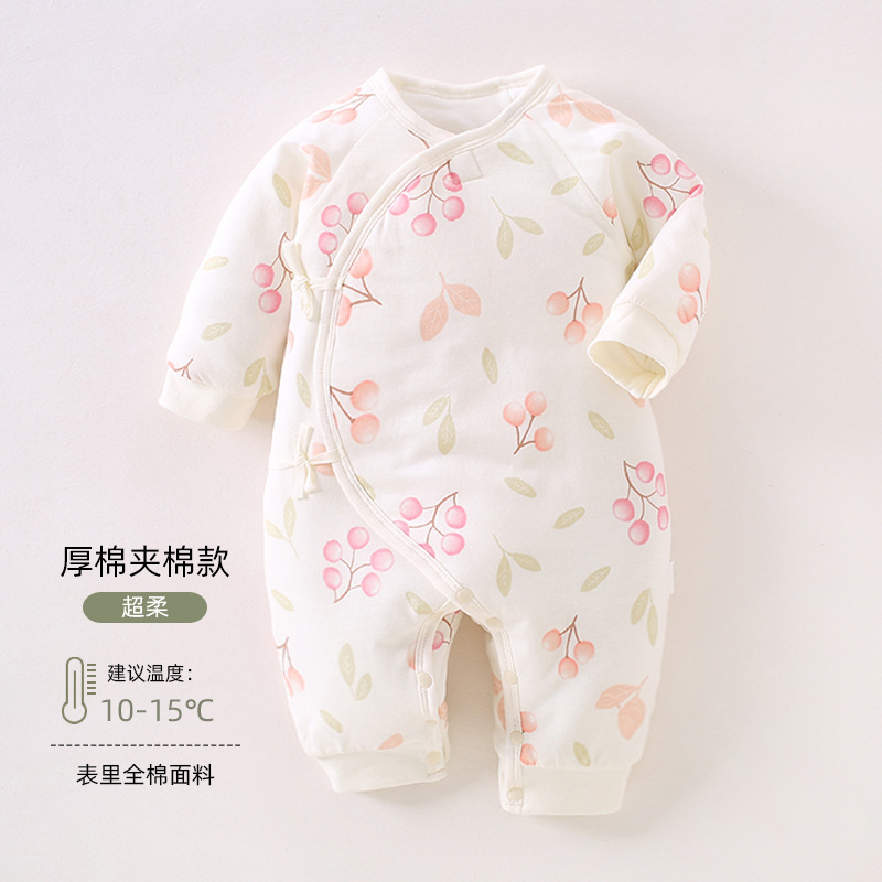 赤ちゃんの蝶々衣120gの厚い綿の新生児は赤ちゃんの綿の連体の服のa類の新生児の連体の服に登ります。|undefined