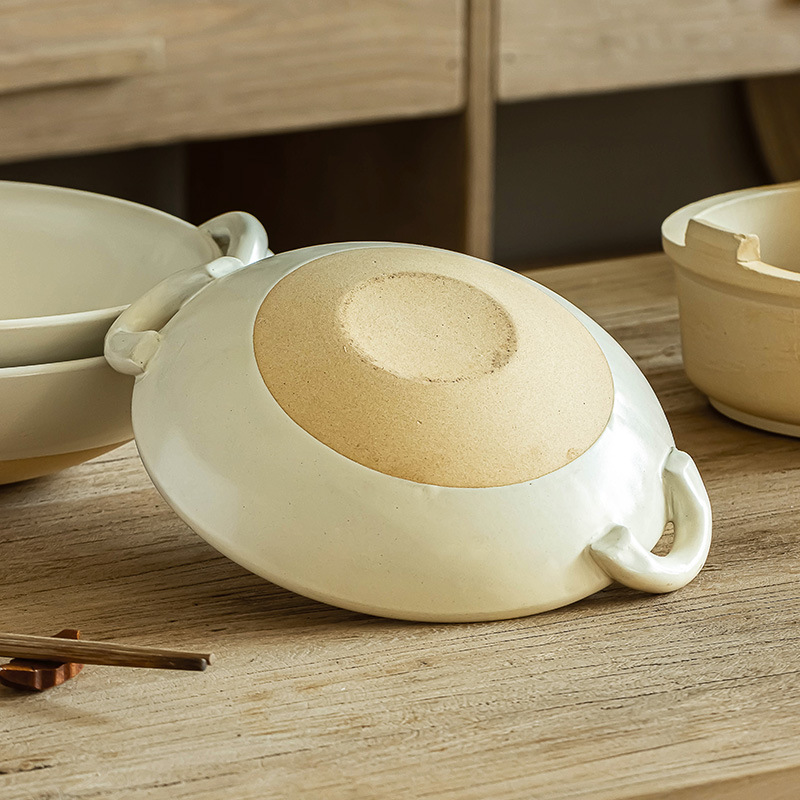 Cazuela gruesa práctica, olla de cerámica de alto valor, papilla resistente a altas temperaturas, con mango que no es fácil de romper, vajilla de caldera de fuego doméstica