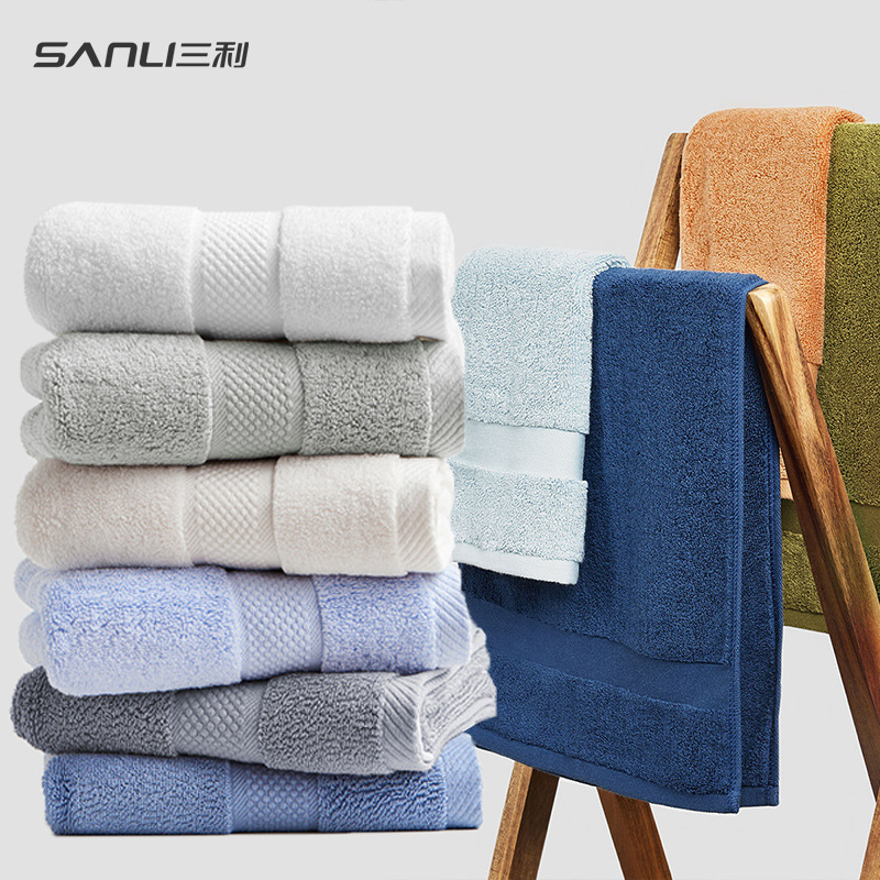 Sanli Towel 32 Strands Pure Cotton Towel Plus 140G/130G Combed Plain Towel Adult Face Towel
