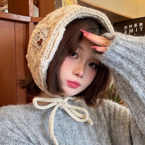 Autumn and Winter Korean Student Fashion Retro New Ear Muffs for Warmth, Knitted Ear Warmers to Make Face Look Smaller, Cold Protection Ear Cover
