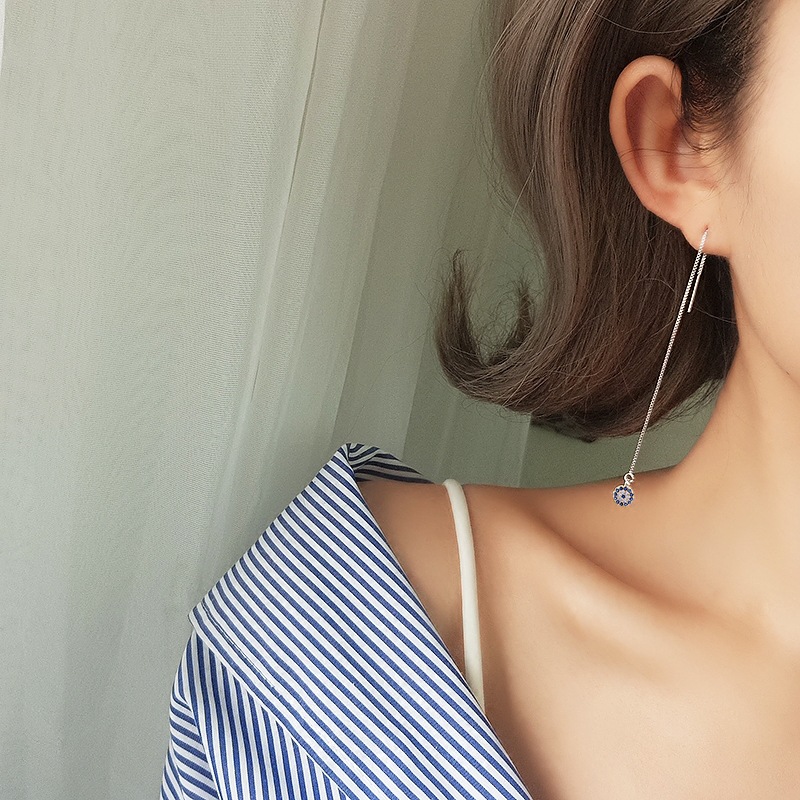 Pendientes de diseño de nicho mujer 925 plata esterlina elegante día Corea del Sur personalidad simple borla larga pendientes del todo-fósforo image 2