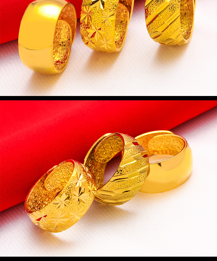 Men's large ring jewelry Vietnamese gold plated sky full of stars meteor shower smooth open large men's ring_voghion.com