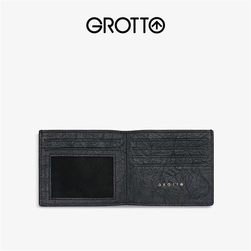 GROTTO 新しいクラシックシープスキンショートウォレットハンドメイド本革マルチカードスロットカードホルダーカードバッグカップルギフト|undefined