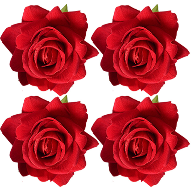 Simulación floral tela de terciopelo corn rosa rosa rosa cabeza de diseño de flores de boda decoración de flores DIY accesorios materiales