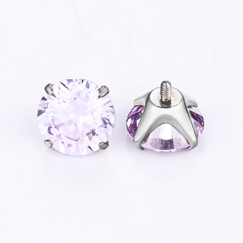 Zesen F136 Titanium Alloy 5A Claw Zirconium Internal Thread Ear Nail Accessories Zircon G23 Titanium Lip Nail Puncture Jewelry detail image 8