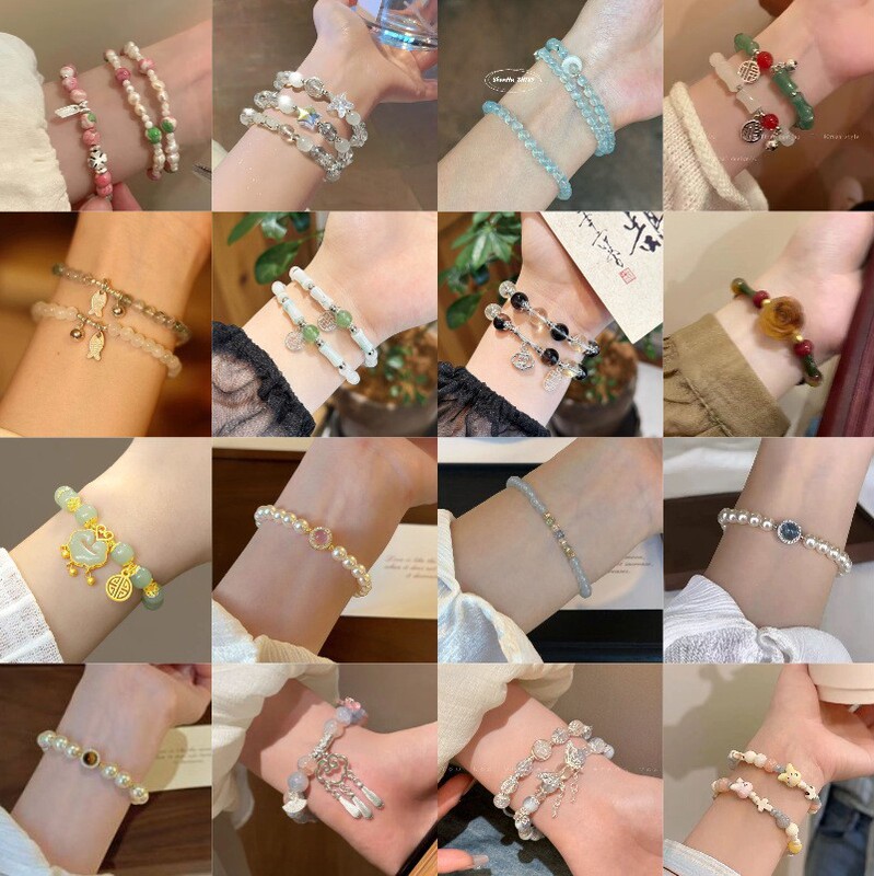 Ruyi Peace Lock Bracelet for Women Ins Niche Design High-End Blessing Card Beaded Bracelet for Women as a Mother's Day Gift