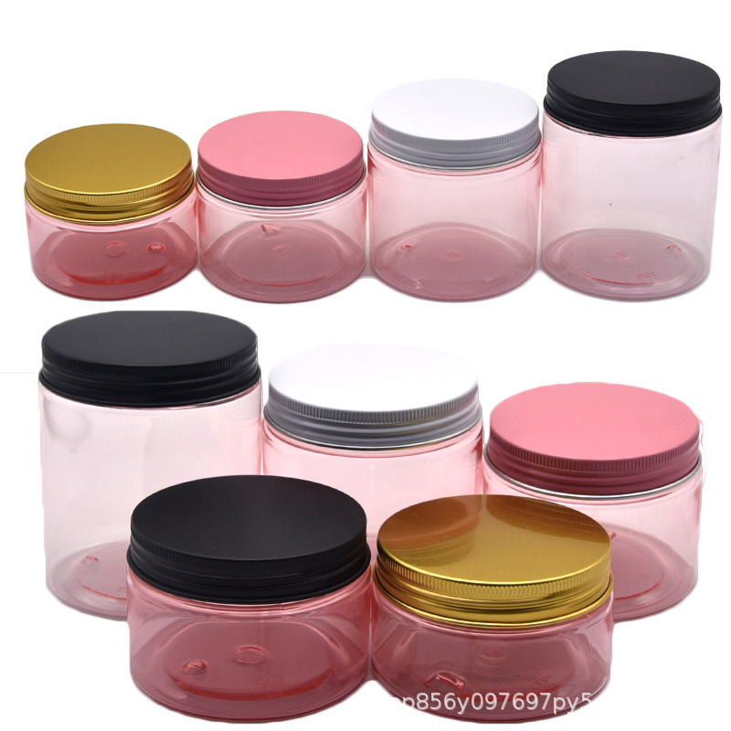 En stock botella de boca ancha de plástico para mascotas cubierta de aluminio botella de crema cosmética sub-embalaje botella vacía máscara tarro de crema de ojos superficie de tarro