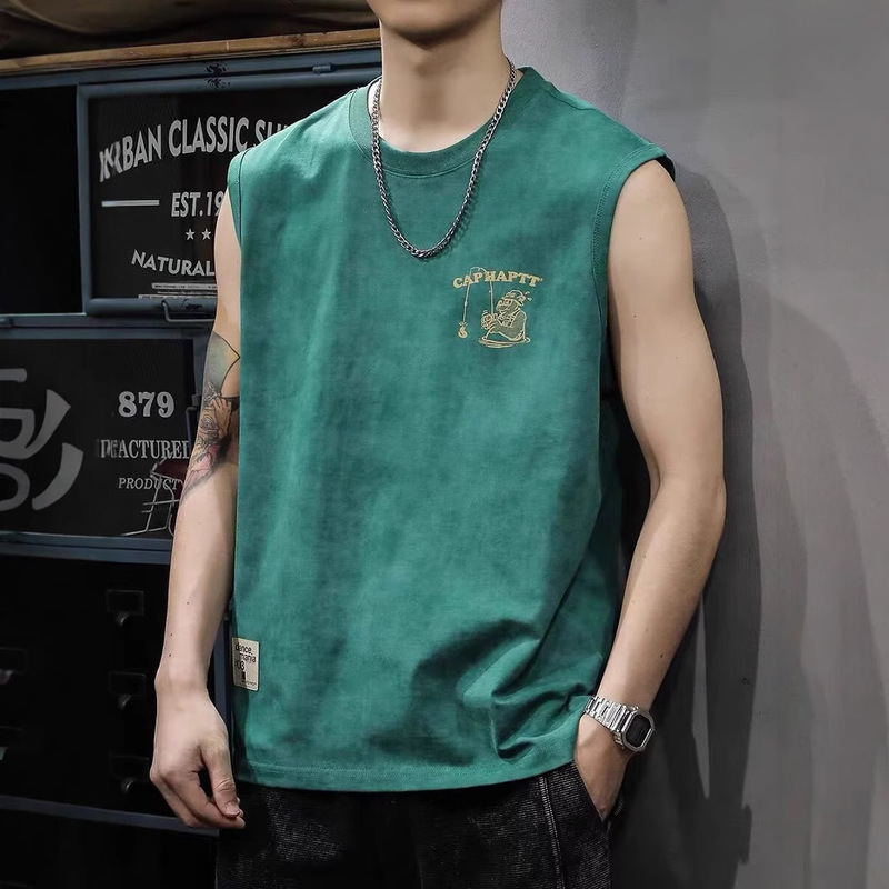 Heavy Sleeveless Vest Men's Loose Waistcoat Fashionable Brand Summer 2025 New Style Clothes Sports Fitness Basketball T-Shirt Heavy Sleeveless Vest Men's Loose Waistcoat Fashionable Brand Summer 2025 New Style Clothes Sports Fitness Basketball T-Shirt