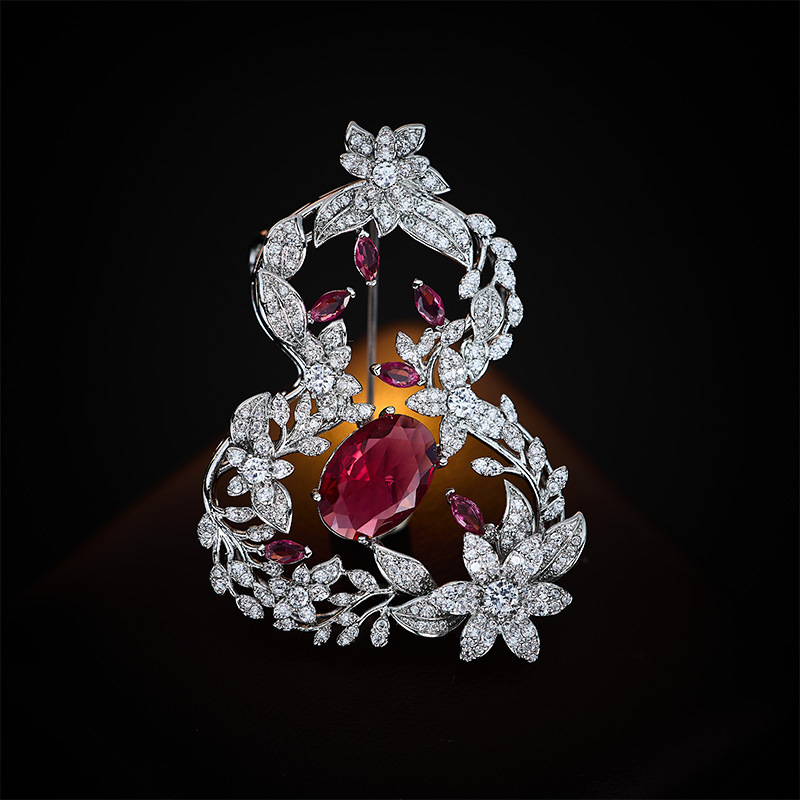 Heavy Industry Luxury Jewelry Micro-inlaid Zircon High-grade Gourd Brooch Elegant High-grade Sense Jacket Suit Corsage