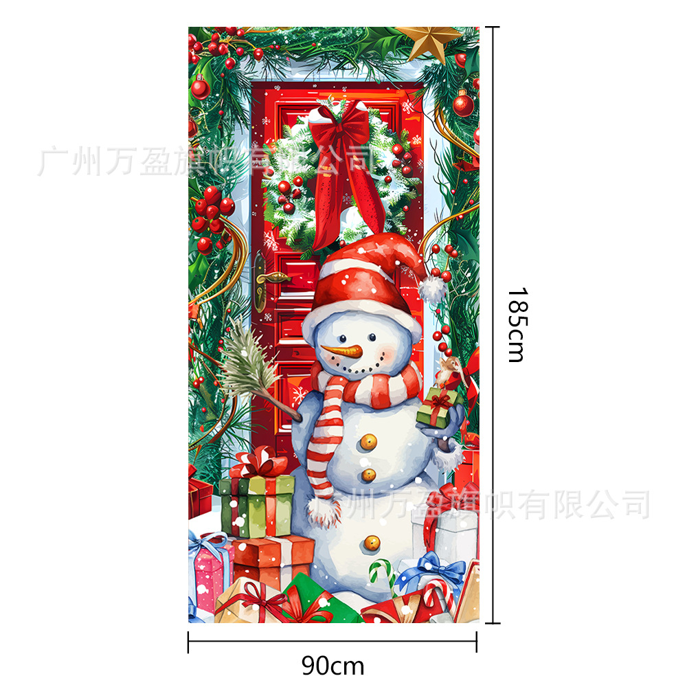 2025 nuevos productos de navidad cortina de bandera Santa Claus para ver la hoja de regalo decoración de tela colgante Bandera de bienvenida de Navidad