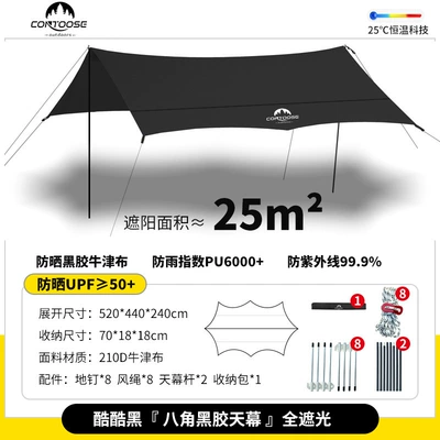 rainproof sunscreen vinyl coating – Avtomobil yan çətirləri - blackened-octagonal-vinyl-canopy-25-extreme-edition