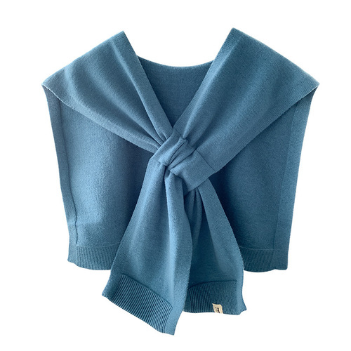 New  Korean Dongdaemun Cross-Shoulder Shawl with Decorative Woolen Scarf for Women, Korean Style, Versatile Knit Scarf