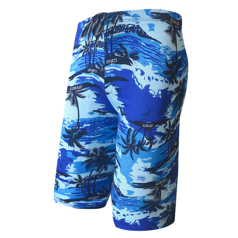 Calzoncillos de natación estilo caliente de los hombres más tamaño de la moda de poliéster cinco pantalones de primavera caliente anti-vergüenza Impresión digital boxeador bañador