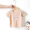 Silk children's summer solid short sleeve T-shirt, cartoon top, long-sleeve, suitable for teen