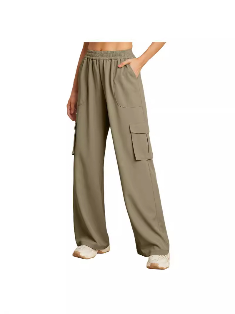 2024 Amazon, comercio exterior europeo y americano, nuevo estilo, bolsillo de color sólido, ropa de trabajo elástica, pantalones casuales