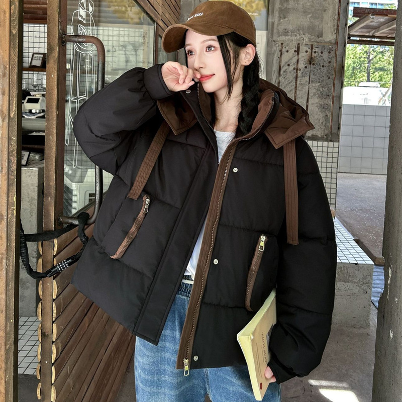 棉衣女外套2025冬季新款连帽面包服百搭冬装韩版宽松短款时尚棉服|undefined
