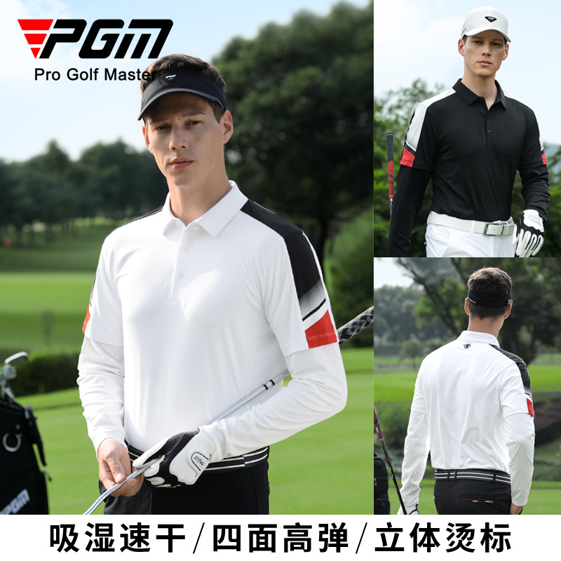Pgm2025 Golf Clothing Men's Long-Sleeved T-Shirt Autumn and Winter Quick-Drying Antibacterial High-Elastic Clothing Top Polo Shirt