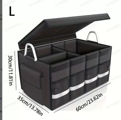 Car Glove Box Oxford Cloth Car Storage Folding Storage Box Trunk Storage Box (Car storage bag/box) - blackmetal-portable-large