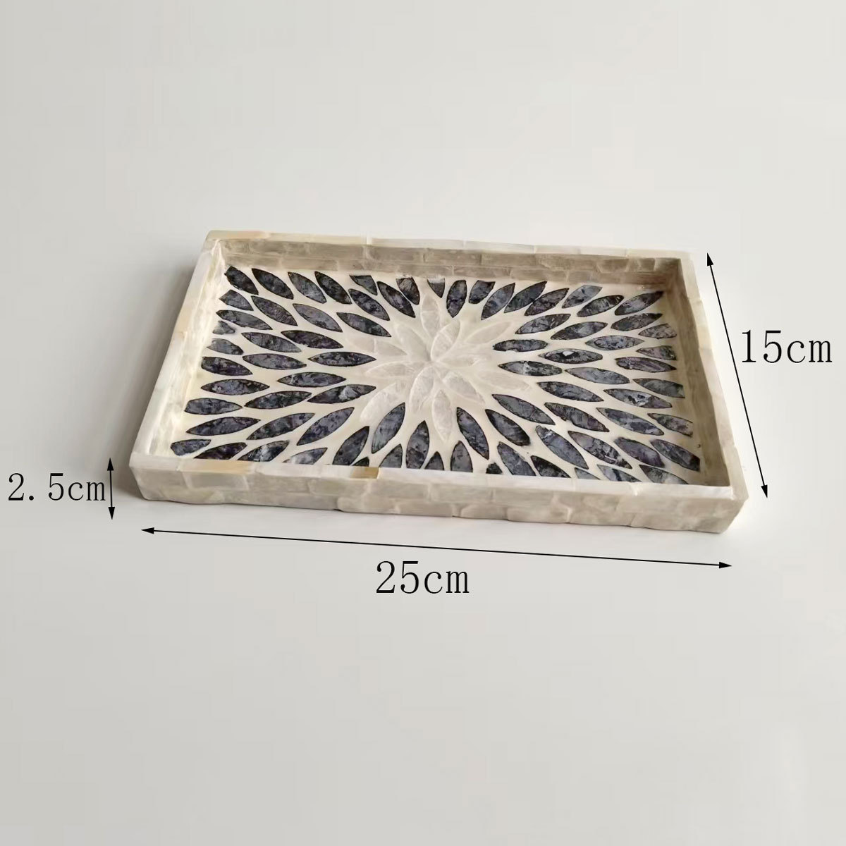 직사각형 풀 쉘 검은 잎 25*15*2.5cm