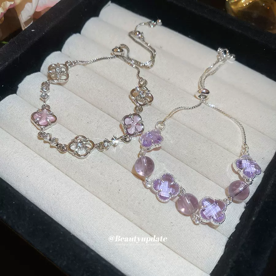 镶钻水晶花朵可调节手链时尚精致手环轻奢高级感百搭气质手串手饰