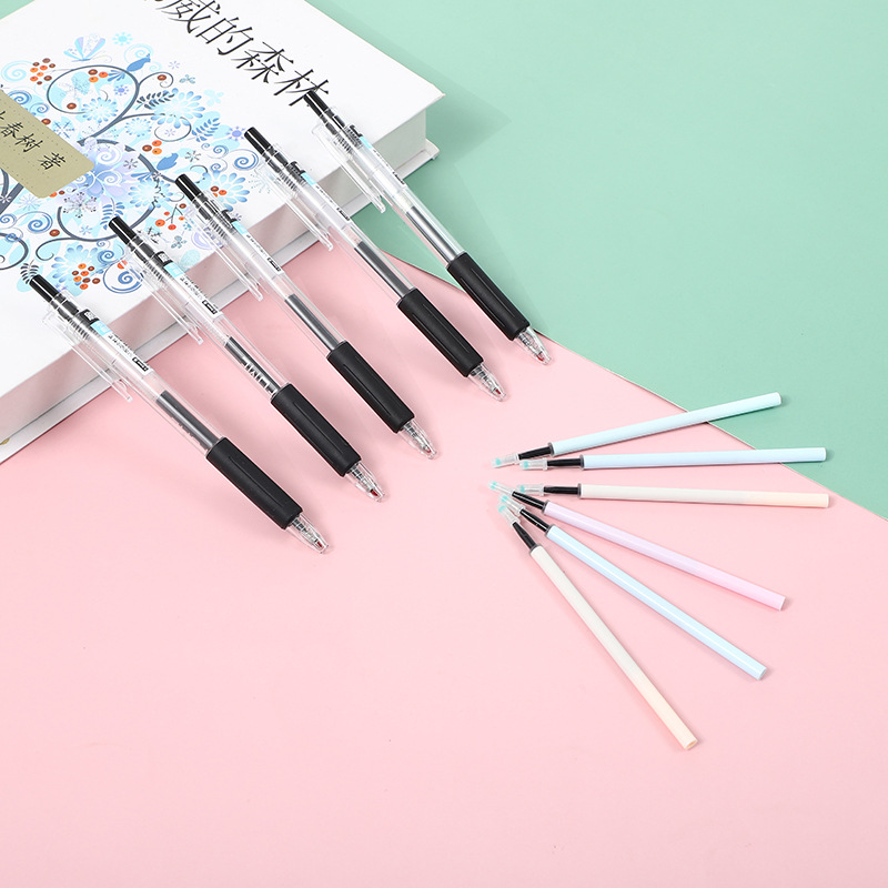 Dry-wipe large-capacity ST head push-button brush tip refills, push-button neutral pen refills, exam office signature pen refills, wholesale