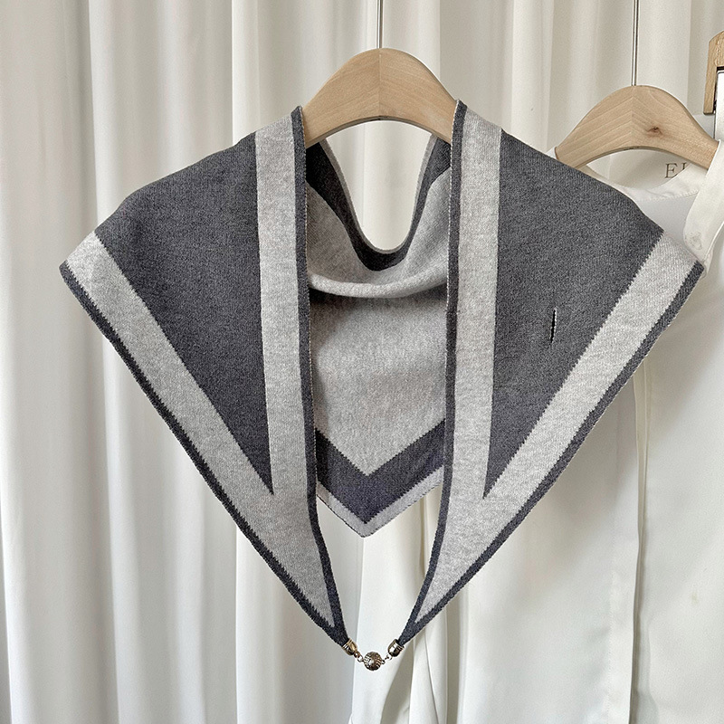 Nueva hebilla magnética bufanda de triángulo de punto para mujer otoño e invierno cálido cuello bufanda de protección de moda todo fósforo suave bufanda decorativa