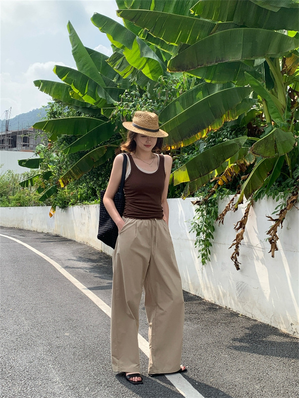 海维恩2025新款时髦松弛显瘦女装休闲裤宽松显瘦百搭纯色直筒裤子|undefined
