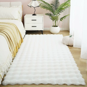 Bubble Velvet Carpet, High-End Bedroom Bedside Rug, Master Bedroom Front-Of-Bed Rug, Cream-Style Room Thickened Rabbit Fur Floor Mat