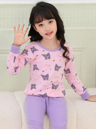 Children's sleepwear pure cotton boy autumn clothes autumn pants girl winter warm innerwear set for small and medium children base cotton and wool sweater