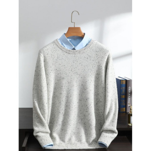 Autumn and Winter 100% Cashmere Consaini Dot Yarn 7 Pin Thickened Crewneck Cashmere Sweater Men's plus size Sweater