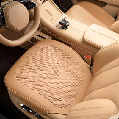 and Breathable, Summer Cool Single-Piece Main – Seat cushion, seat cover - akiba-chestnut-punched-breathable-full-hemming-front-row-pair