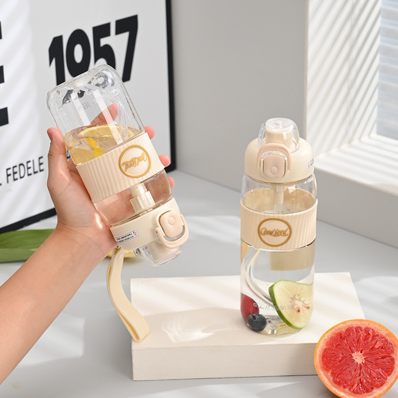 Taza de agua de alto valor facial, taza de paja antideslizante portátil para hombres y mujeres, taza de mano resistente a altas temperaturas, taza de plástico para estudiantes de clase