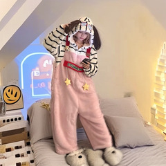 2025年新款卡通史努比珊瑚绒连体睡衣女秋冬季加绒加厚家居服睡袍