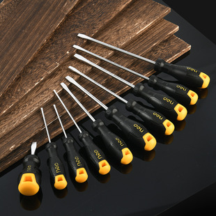 Deli Tools Screwdriver One-word Plastic Handle Industrial Grade Strong Magnetic Screwdriver Screwdriver suit Household Hardware Tools
