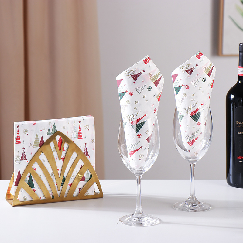 メーカーカラークリスマスツリープリントナプキンクリエイティブテーマナプキン誕生日パーティー装飾ペーパータオルナプキン|undefined