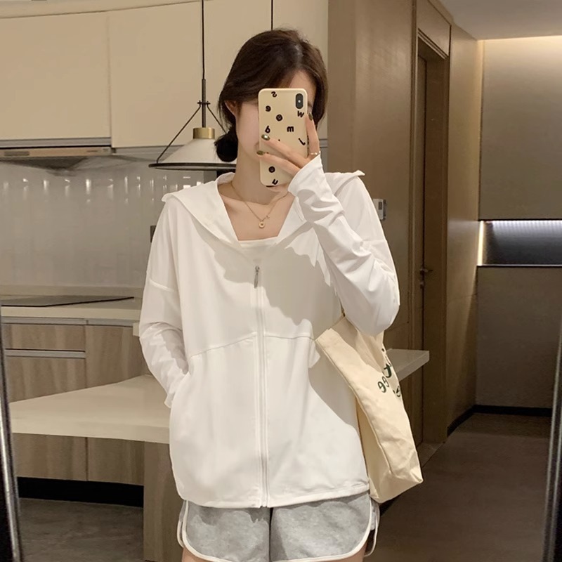 Sun protection clothing summer Thin Ice Silk breathable sun protection cardigan top UV protection outdoor sports loose sun protection clothing