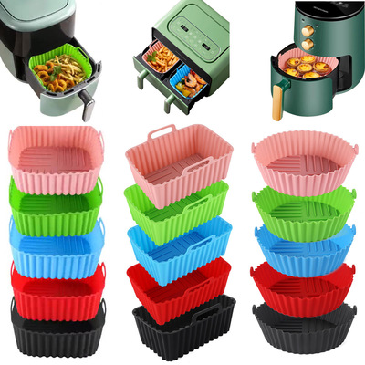 跨境爆款空氣炸鍋墊食品級矽膠烤盤烘焙烤墊家用空氣炸鍋烤盤批發