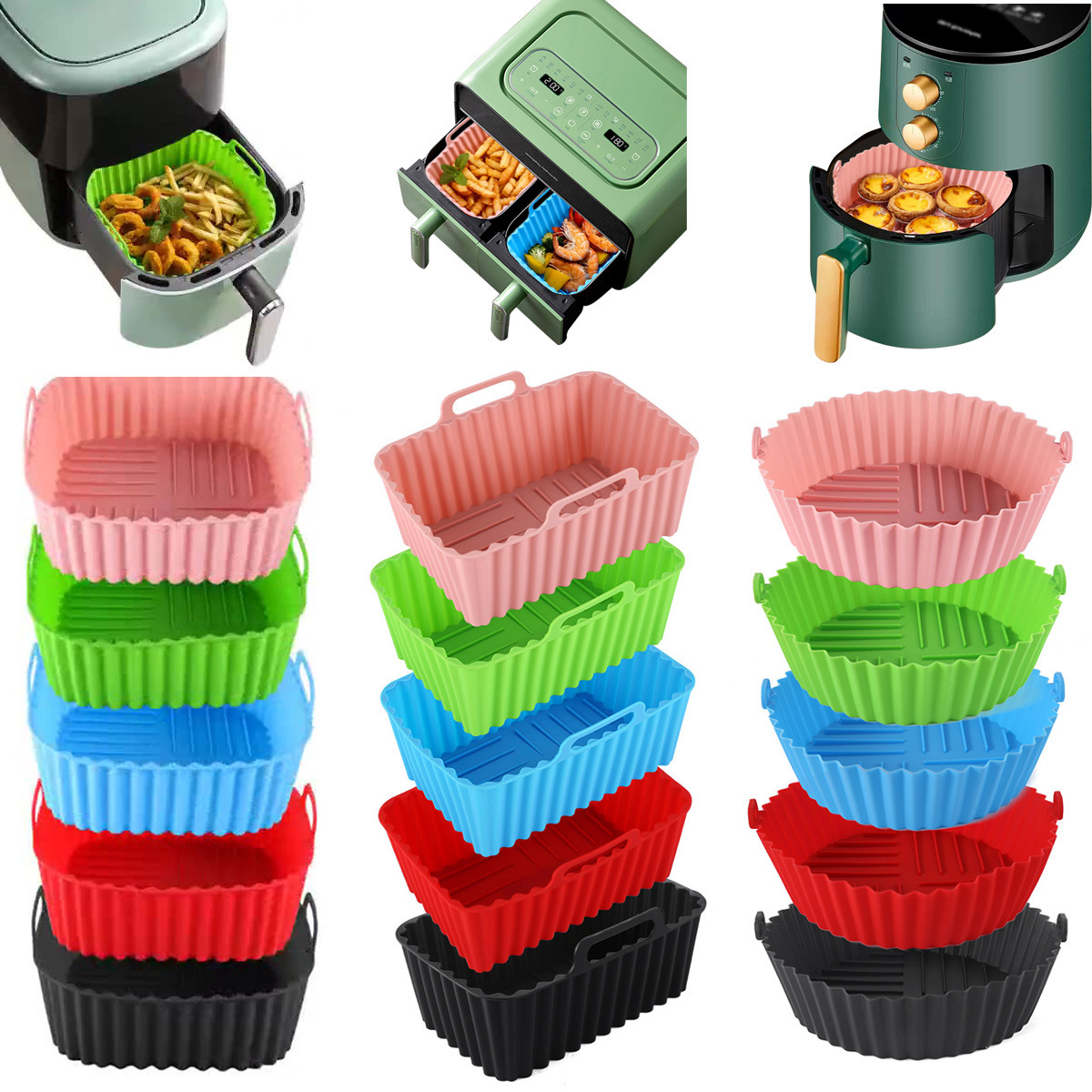 跨境爆款空氣炸鍋墊食品級矽膠烤盤烘焙烤墊家用空氣炸鍋烤盤批發