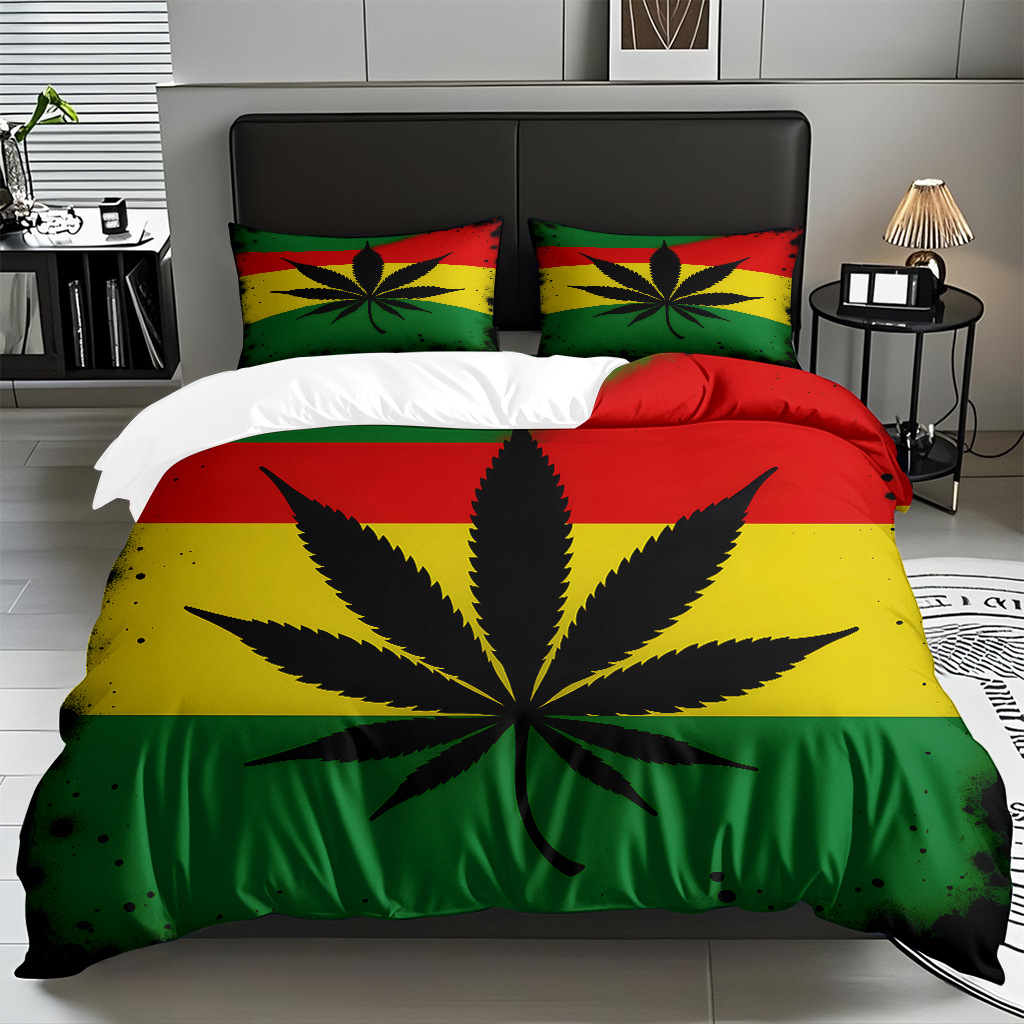 TEMU / JIT comercio exterior hogar patrón de hojas de colchón molido cubierta de colchón de tres piezas de fábrica directa a la figura puede fijarse