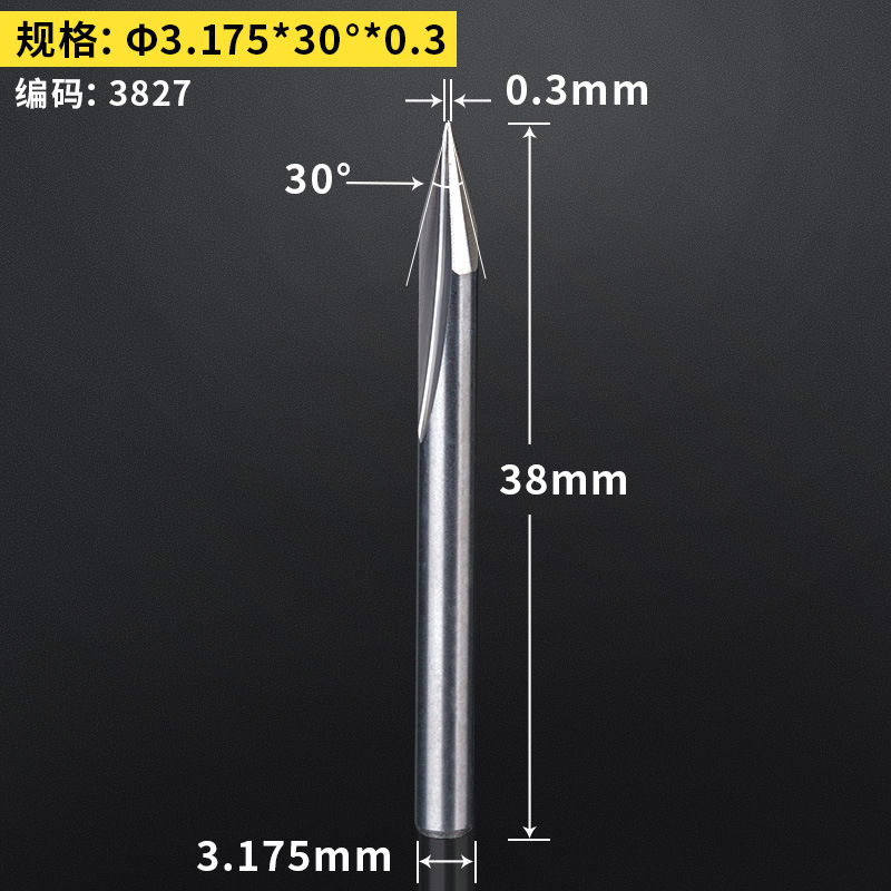 Huhao 3.175/4/6mm doble hoja recta ranura afilado Cuchillo CNC cónico cuchillo grabado máquina herramienta cuchillo de alivio profundo
