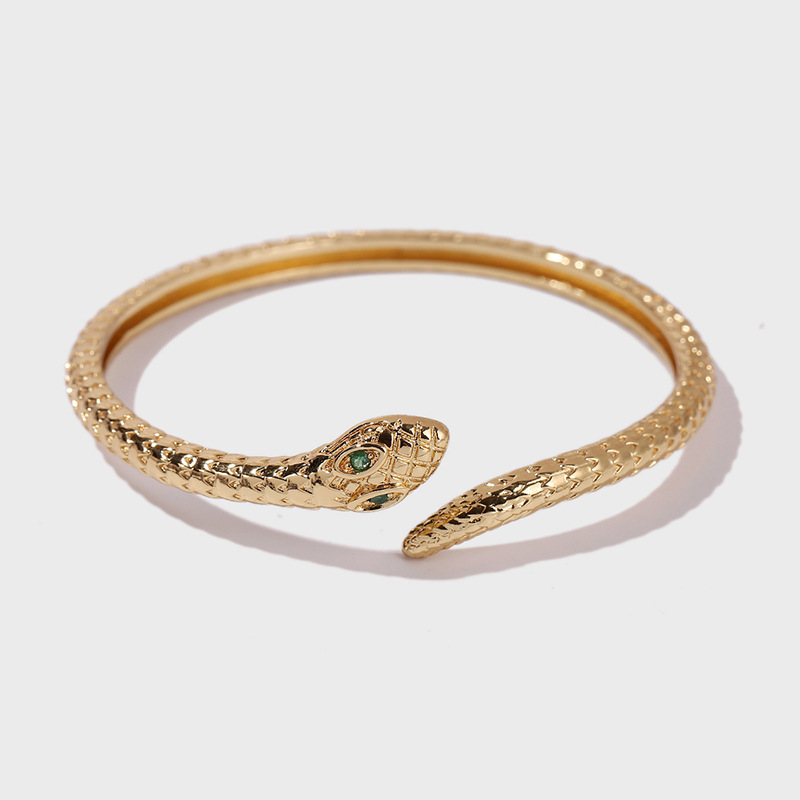 Fashion Copper Zircon Snake Open Bracelet display picture 5