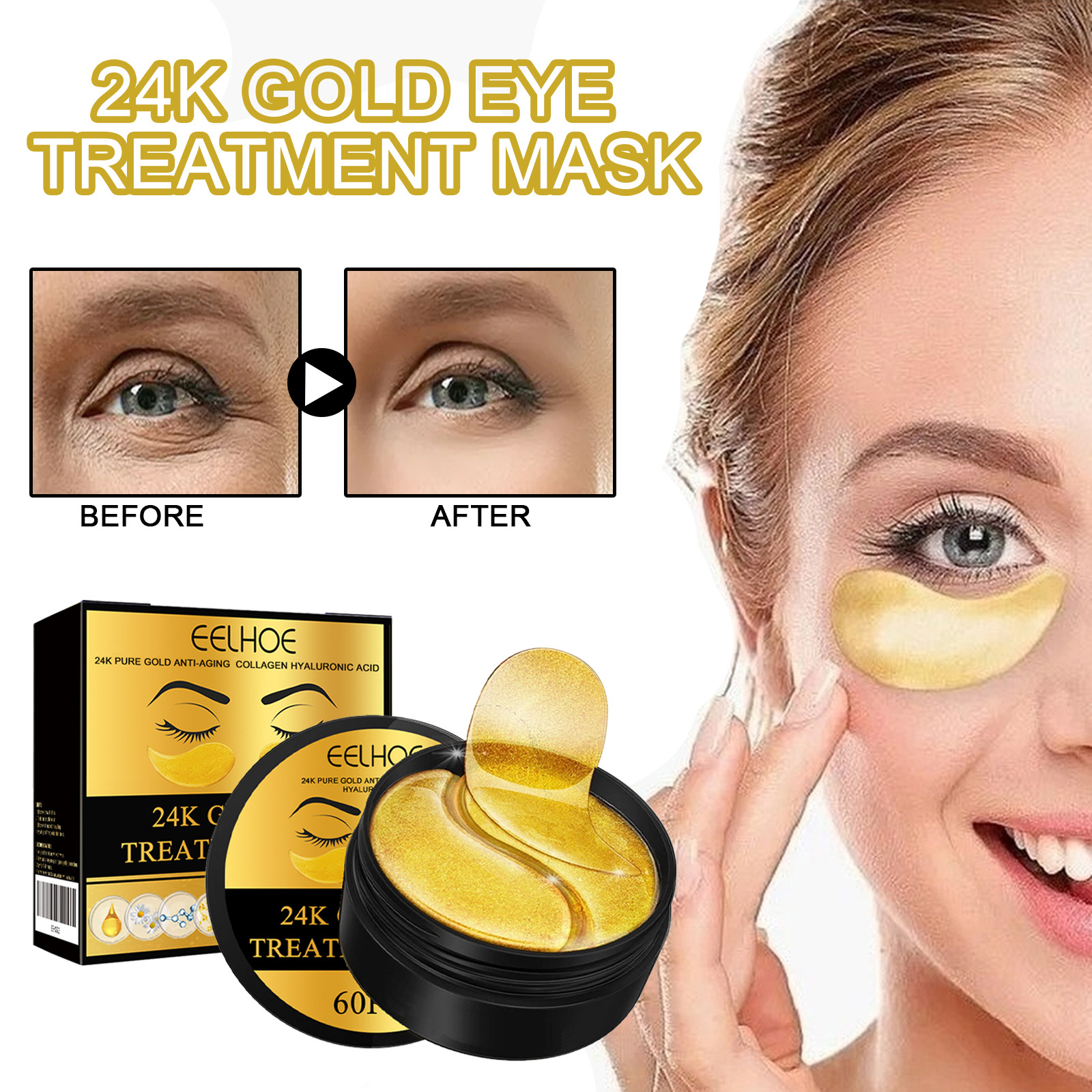 EELHOE Golden soft eyes mask