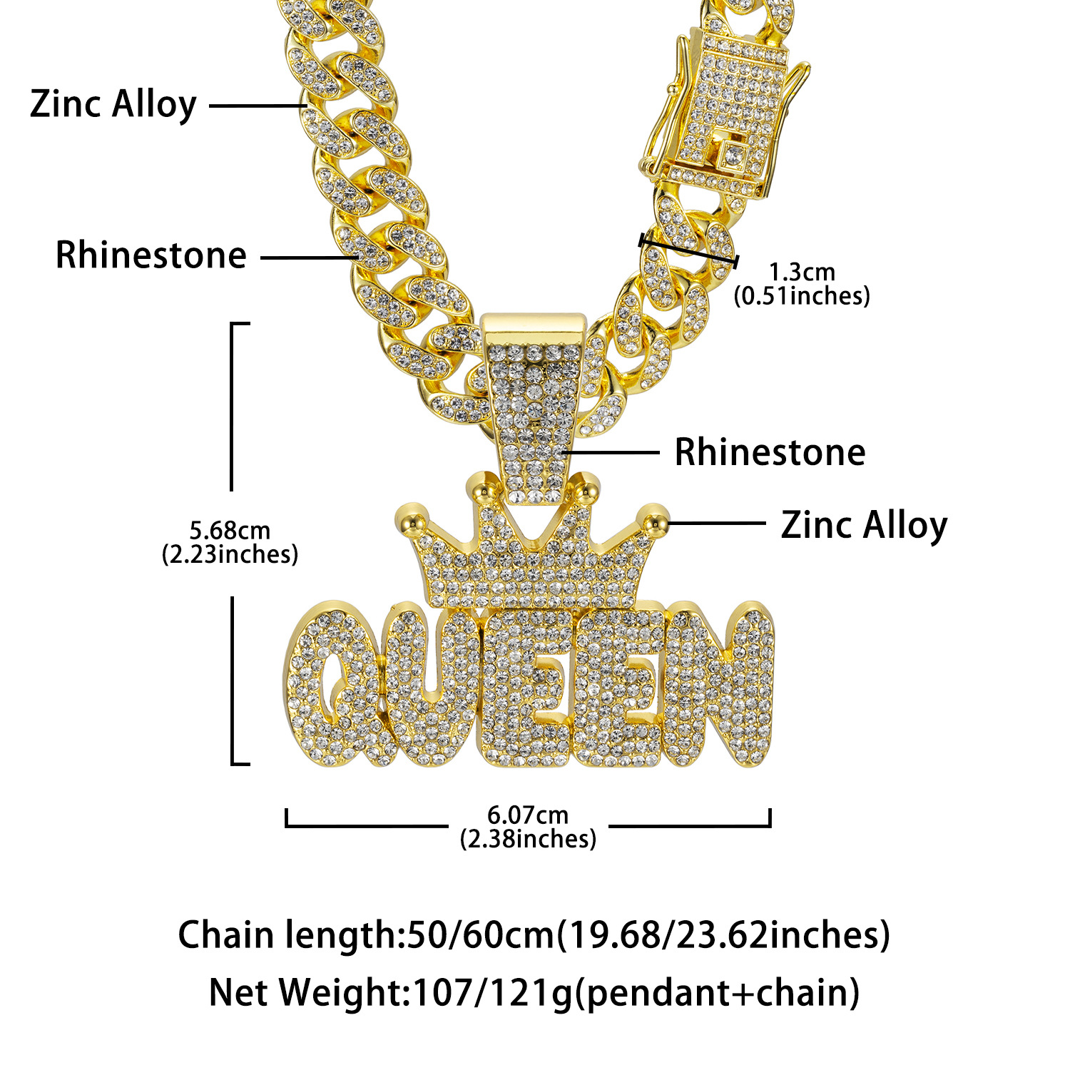Hip-Hop Letter Crown Alloy Diamond Men's Pendant Necklace Seed Bead Jewelry display picture 1