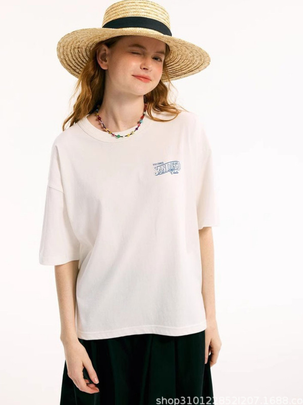 2025 夏の新日本ニココットントップス甘いデザートプリントレタールーズ半袖 Tシャツ女性のための|undefined