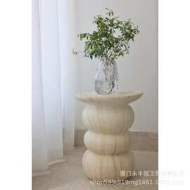 嘻物所 黑白沙发圆柱形边几民宿客厅仿大理石茶几设计艺术边桌