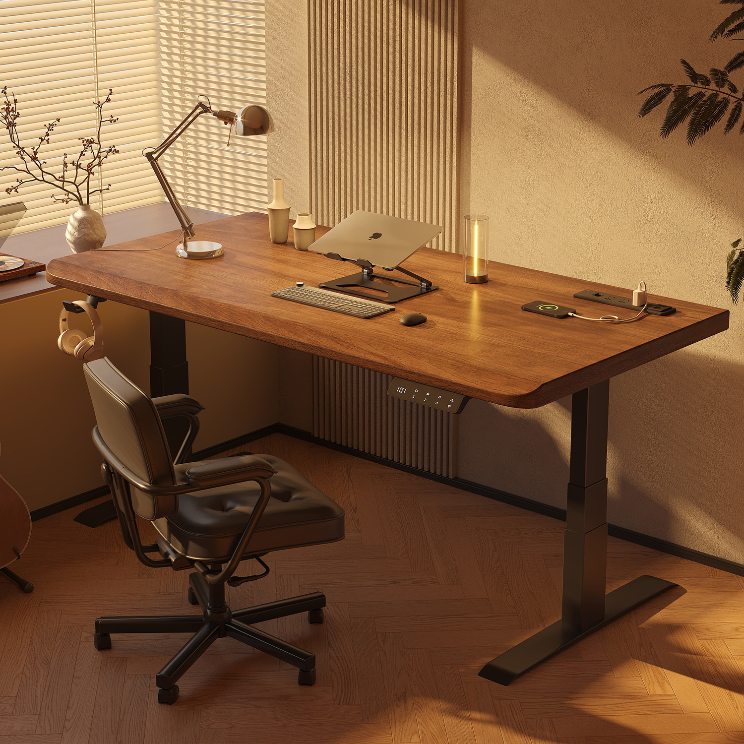 Mesa de elevación eléctrica de madera maciza Mesa de computadora Mesa de estudio Mesa de escritorio Mesa de deportes elevable Mesa de trabajo