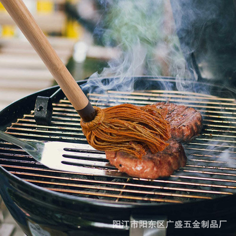 Amazon barbacoa alimentación fregona de goma mango de madera barbacoa hornear cepillo de inmersión cepillo de aceite herramienta traje